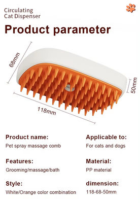 Brosse de massage à vapeur pour animaux de compagnie équipée de la double fonctionnalité de la vapeur et du massage