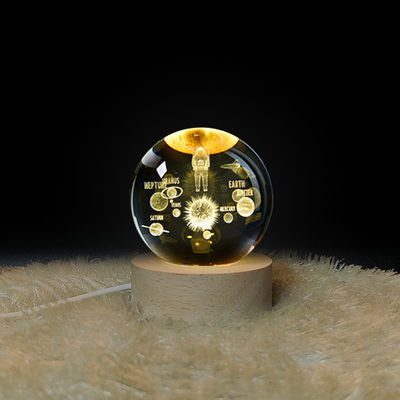 Lampe à cristaux USB lumineuse 3D Art boule de cristal lumineuse de verre lumineux de nuit lampe de table