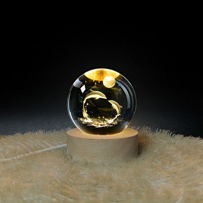 Lampe à cristaux USB lumineuse 3D Art boule de cristal lumineuse de verre lumineux de nuit lampe de table