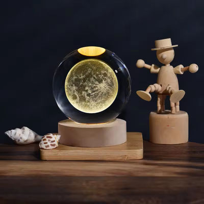 Lampe à cristaux USB lumineuse 3D Art boule de cristal lumineuse de verre lumineux de nuit lampe de table