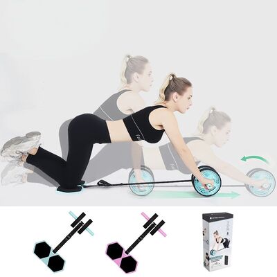 Home Fitness Ab Roller Kit avec roues antidérapantes et ceinture réglable pour l'entraînement de la force abdominale et du cœur