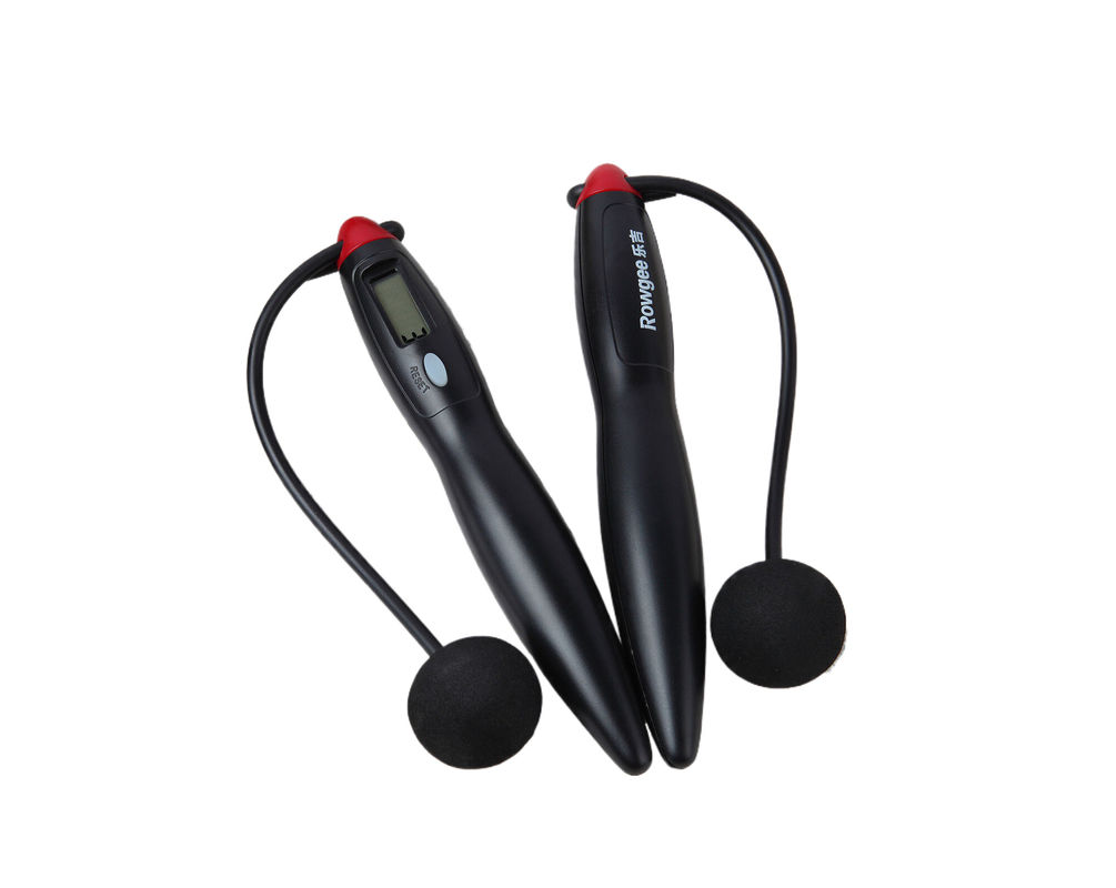 Corde de saut sans fil noire simple JS-310 avec 200 mm de longueur et compteur de boucle